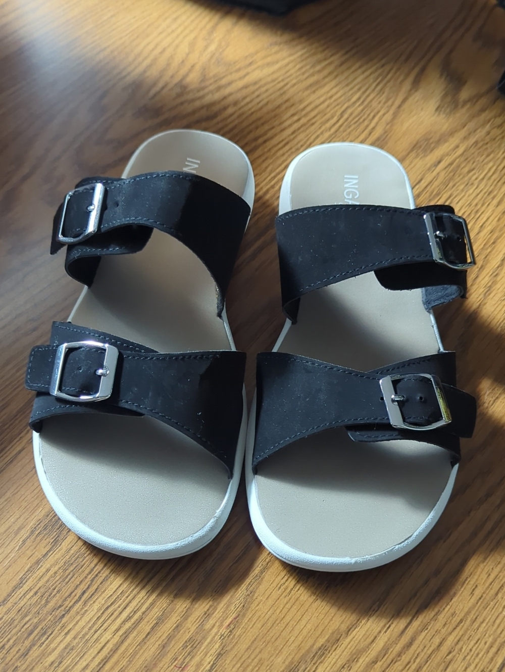 Black Double-Buckle Kids Sandals